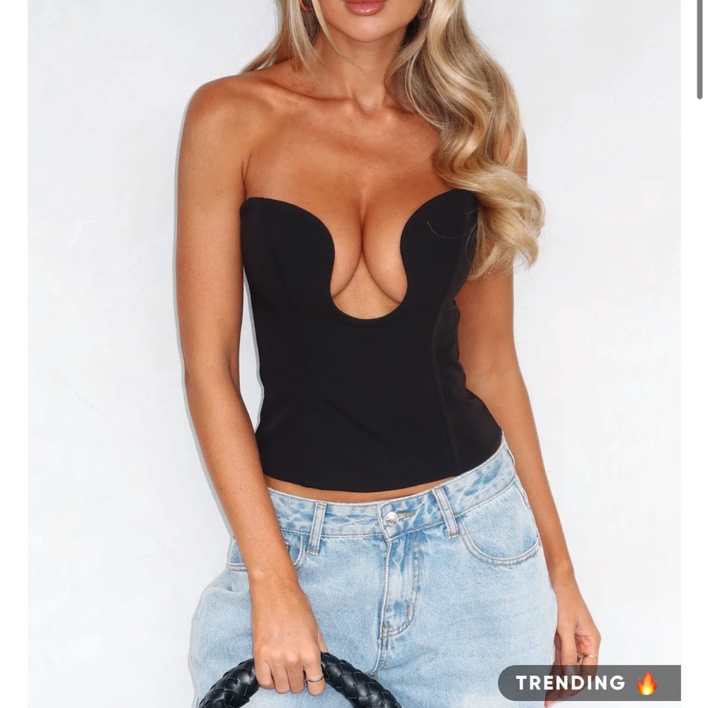 White Fox Boutique Black Strapless Plunge Bustier Camisole